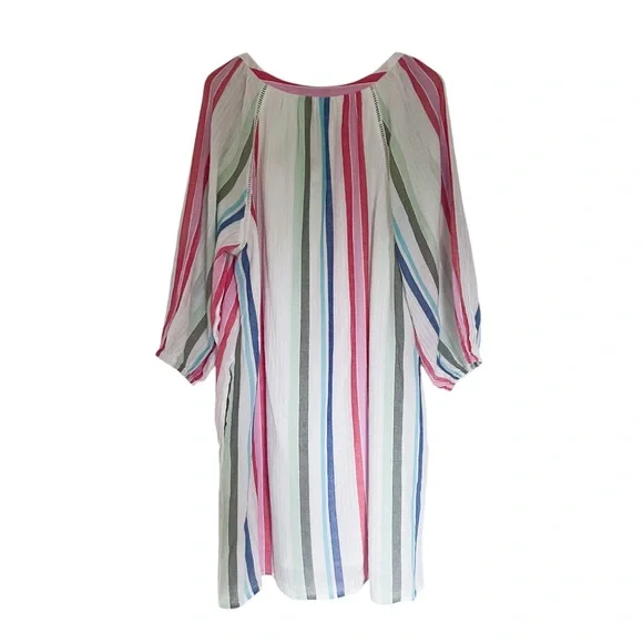 TOMMY BAHAMA Multi Stripe Dobby Tunic Swim Coverup Size Medium - Picture 11 of 13
